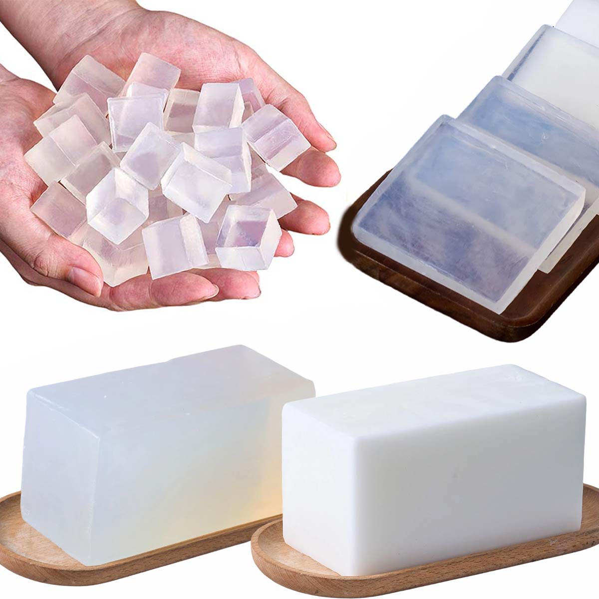 Soap Making Glycerin - 1000g Glycerin-Seifenbasis, DIY handgemachte Seifenbasis, transparent,