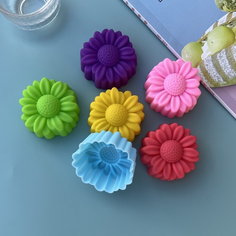 Soap Making Utensils - 6-teiliges Set Antihaft-Silikonformen mit Blumendesigns für