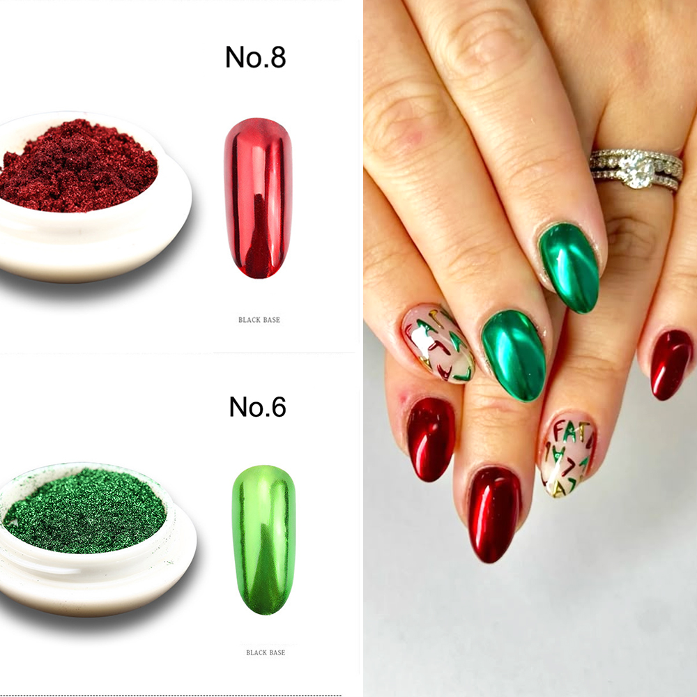 Mica Powder Colorant - 2 BOX/Set Rot Grün Chrom Spiegel