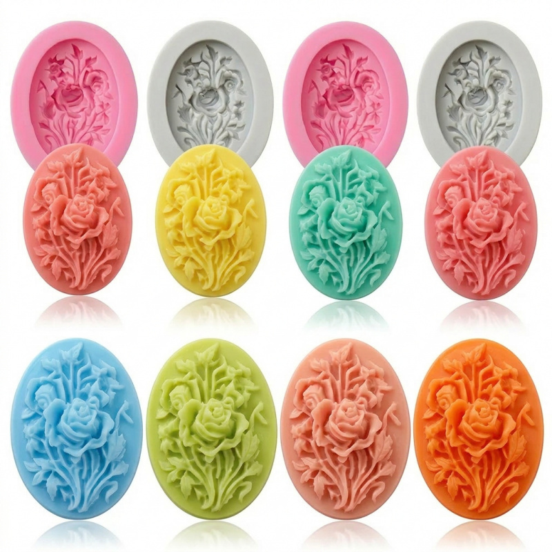 4 Silikonformen in Blumenform, – Soap Making Oven Bewertung und Preis